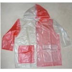 PUL PVC - Kinder-Regenjacke KR1-2farbig Rot & Natur transparent S - LAGERWARE